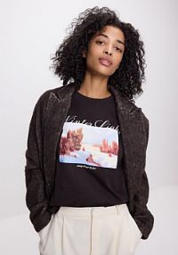 Bawełniany t-shirt z nadrukiem Reserved brązowy damski 454GA-89X