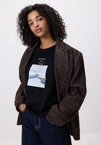 Bawełniany t-shirt z nadrukiem Reserved czarny damski 454GA-99X