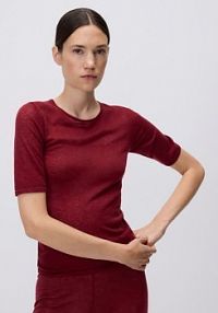 Wełniany t-shirt Reserved czerwony damski 458IY-53X