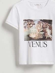 T-shirt z nadrukiem Reserved biały damski 471GA-00C