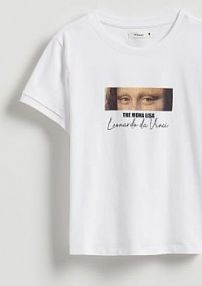 T-shirt z nadrukiem Reserved biały damski 471GA-00X