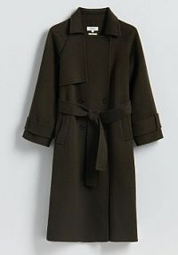 Wełniany płaszcz handmade Reserved zielony damski 477GX-79X