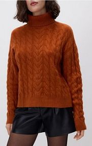 Golf z ozdobnym splotem Reserved brązowy damski 486HH-28X