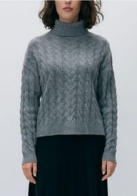 Golf z ozdobnym splotem Reserved szary damski 486HH-85X