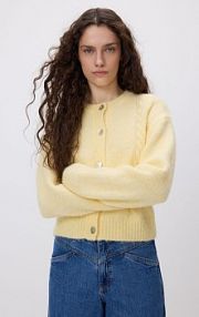 Kardigan z ozdobnym splotem Reserved żółty 487HH-10X