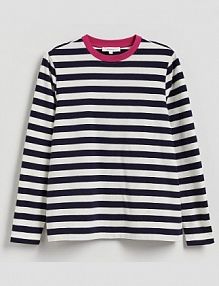 Bawełniany longsleeve w paski Reserved granatowy damski 491IY-59P