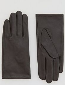 Skórzane rękawiczki Reserved brązowe damskie 496FE-89X