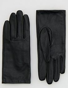 Skórzane rękawiczki Reserved czarne damskie 496FE-99X