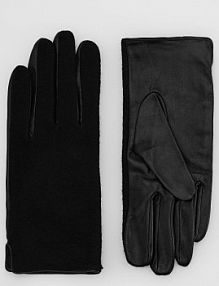 Wełniano-skórzane rękawiczki Reserved czarne damskie 507FE-99X