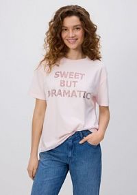 T-shirt oversize z nadrukiem Reserved różowy damski 509GA-03X