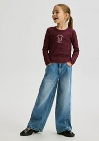 Koszulka z haftem Reserved brązowa damska 513EG-93X