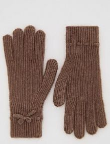 Rękawiczki z kokardkami Reserved brązowe damskie 514FE-84X