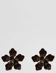 Kolczyki z motywem kwiatów Reserved brązowe 529FD-89X