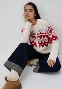 Wzorzysty kardigan Reserved czerwony 539HH-33M