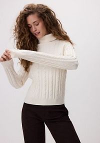 Golf z dekoracyjnym splotem Reserved beżowy damski 542HH-02X