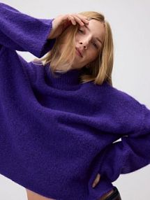 Sweter z golfem Reserved fioletowy damski 544HH-45X