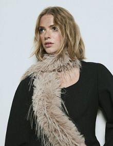 Szalik ze sztucznego futerka Reserved brązowy damski 545HO-74X