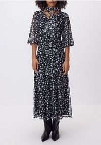 Szyfonowa sukienka maxi Reserved czarna 548JU-99X