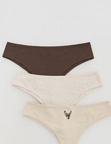 Bawełniane majtki brazyliany 3 pack Reserved beżowe damskie 560EZ-80X