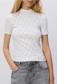 T-shirt z aplikacją Reserved biały damski 578GA-00X