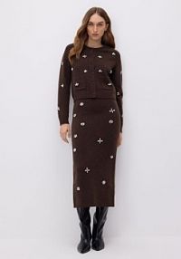 Kardigan z aplikacjami Reserved brązowy 590FW-88M