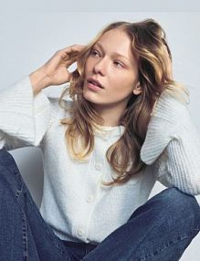 Kardigan z falbaną Reserved biały 592IN-01X