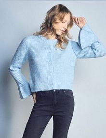 Kardigan z falbaną Reserved niebieski 592IN-05M