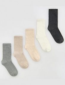 Długie skarpetki 5 pack Reserved beżowe damskie 640FA-08X