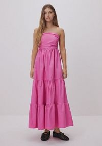 Sukienka maxi z falbanami Reserved różowa 649EH-03X