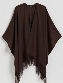 Poncho z frędzlami Reserved brązowe 650FD-88X