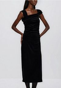 Welurowa sukienka midi Reserved czarna 651EH-99X