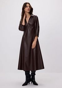 Sukienka z imitacji skóry Reserved brązowa 652EH-88X
