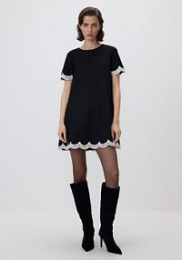 Sukienka mini z koronkowym wykończeniem Reserved czarna 653HS-99X