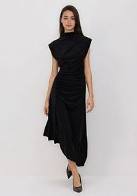 Asymetryczna sukienka midi Reserved czarna 661HS-99X