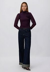 Bluzka z kwiatową aplikacją Reserved fioletowa damska 661IU-49X