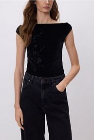 Welurowe body Reserved czarne 664IU-99X