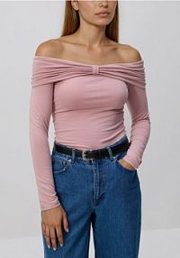 Longsleeve z modalem Reserved różowy damski 667IU-03X