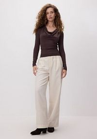 Bluzka z wiskozą Reserved brązowa damska 669IU-89X