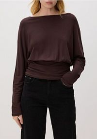 Longsleeve z wiskozą Reserved brązowy damski 670IU-89X