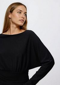 Longsleeve z wiskozą Reserved czarny damski 670IU-99X