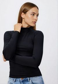 Longsleeve z włóknami bambusowymi Reserved czarny damski 671IU-99X