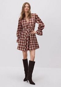 Sukienka w kratkę z kołnierzem Reserved czerwona 696JR-53X