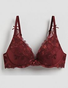 Biustonosz push up z haftem Reserved brązowy 719HQ-93X