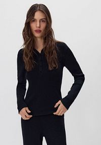 Bluzka z kołnierzykiem Reserved czarna damska 7225B-99L