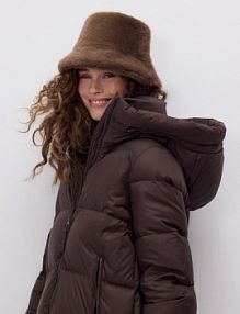 Kapelusz ze sztucznego futerka Reserved brązowy damski 722FF-88X