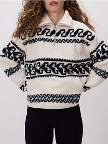 Bluza sherpa ze stójką Reserved biała damska 722IU-01X