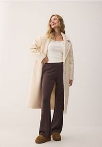 Płaszcz z tkaniny boucle Reserved beżowy damski 735HD-02X