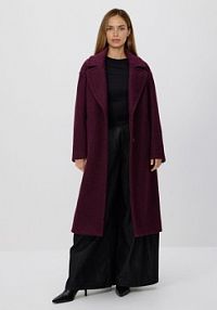 Płaszcz z tkaniny boucle Reserved czerwony damski 735HD-53X