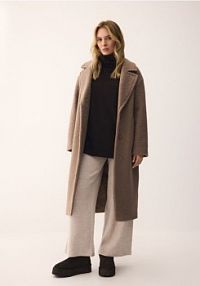 Płaszcz z tkaniny boucle Reserved brązowy damski 735HD-74X