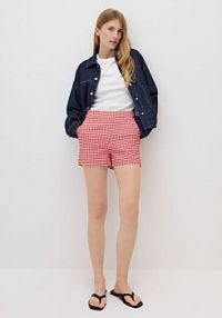 Szorty w kratę Reserved czerwone damskie 7404Y-33X